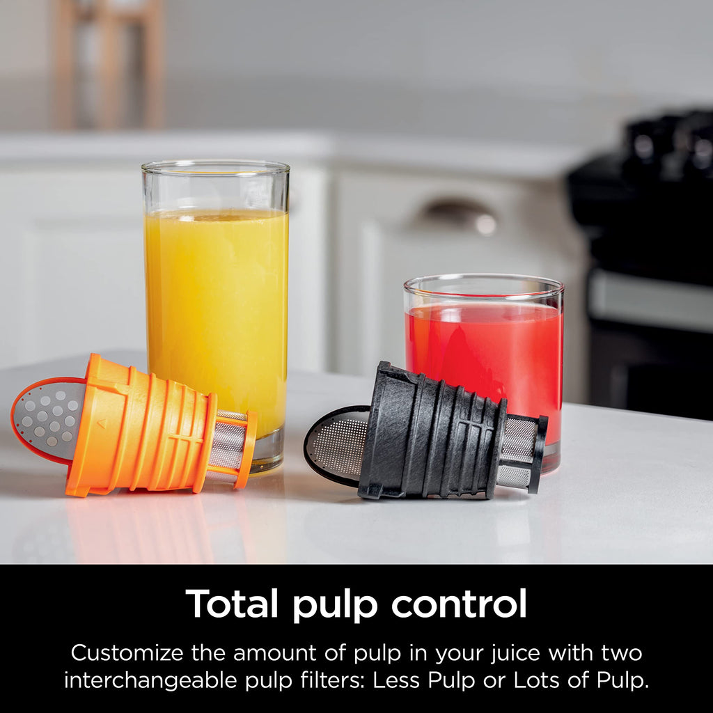 Ninja JC151 NeverClog Cold Press, Powerful Slow Juicer with Total Pulp Control, Stainless Steel, Wood Charcoal