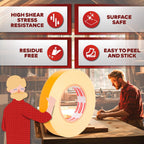 XFasten Double Sided Woodworking Tape 2 Inch x 90 Feet, Heavy Duty Residue-Free Double Sided Masking Tape for Router Templates, High Speed CNC Router, MDF Edge Banding, and Zero Clearance and Gap Cuts