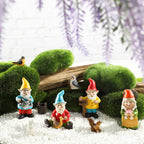 Jetec 10 Pcs Mini Fairy Gnomes Statue Garden Accessories Kit Miniature Garden Resin Gnomes Hand Painted Squirrel Hedgehog Owl Bird and Bucket Ornament for Yard Lawn Home Outdoor Decoration