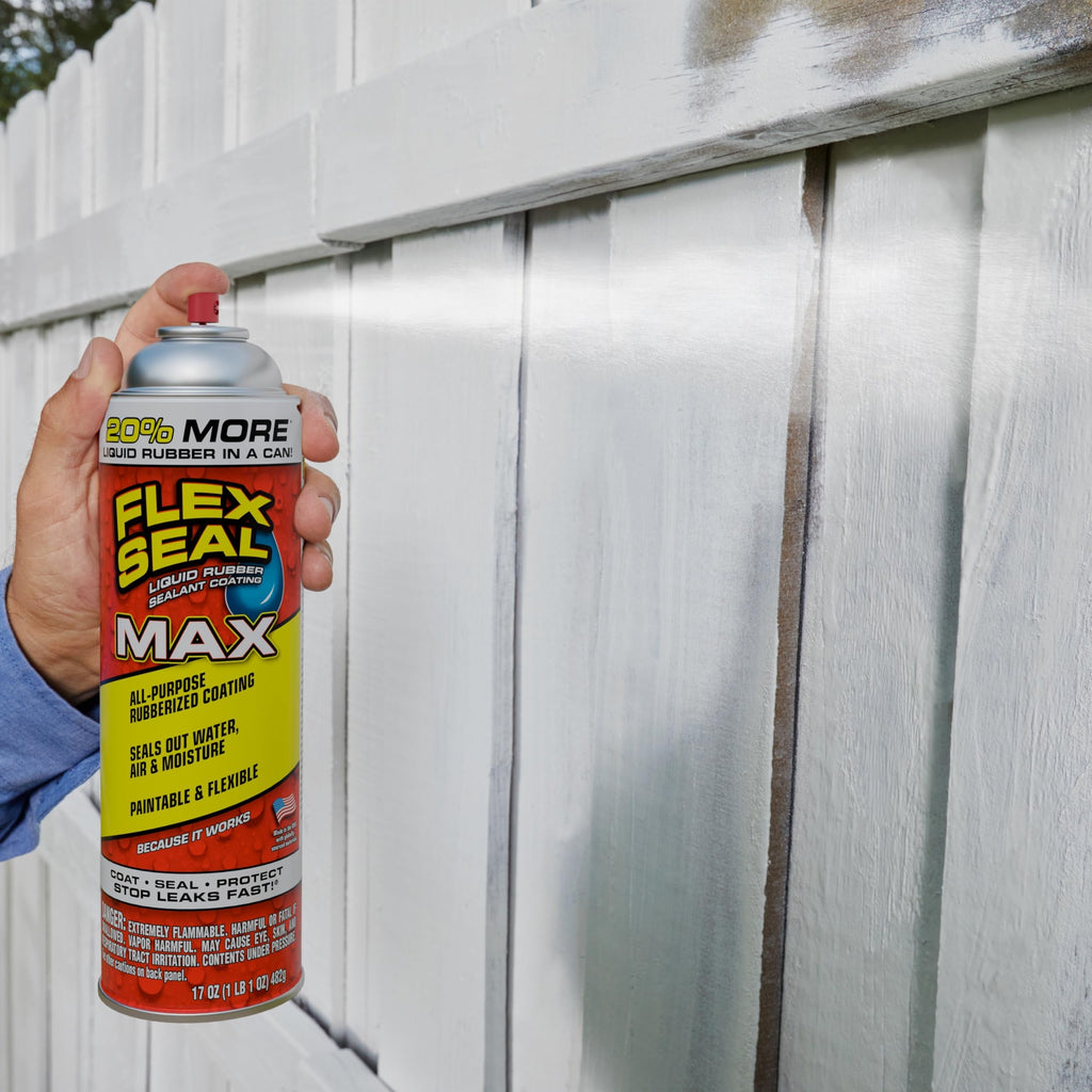 Flex Seal MAX, 17 oz, 2-Pack, White, Stop Leaks Instantly, Waterproof Rubber Spray On Sealant Coating, Perfect for Gutters, Wood, RV, Campers, Roof Repair, Skylights, Windows, and More