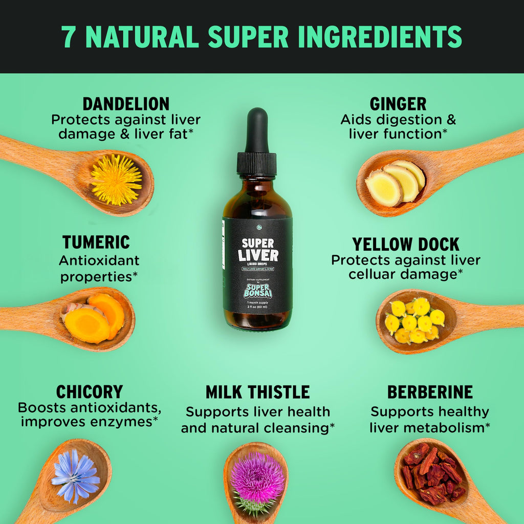SuperBonsai Milk Thistle Herbal Liquid Supplement - Doctor-Formulated Botanical Blend with Milk Thistle and Dandelion Root - Vegan Non-GMO Drops - 3 Month Supply
