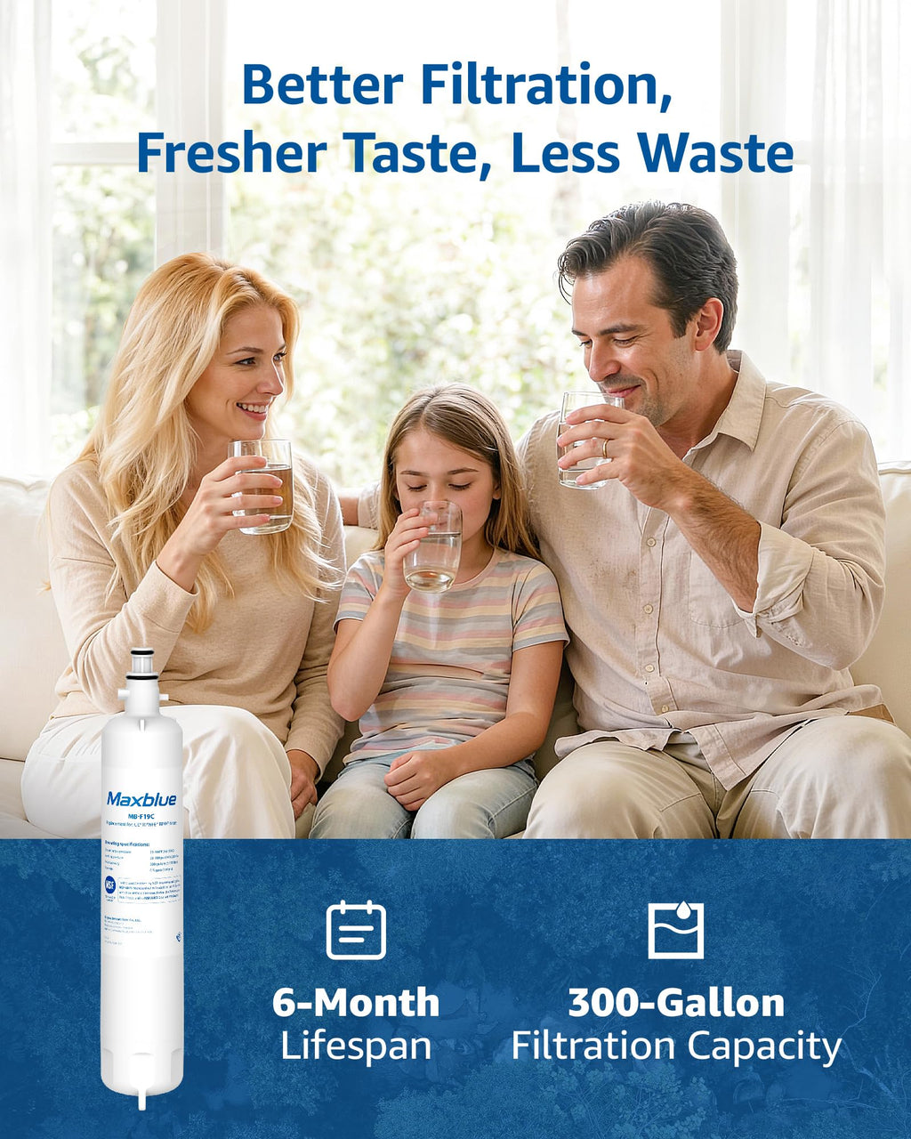 Maxblue MB-F19C Replacement for GE® RPWFE®, RPWF (with CHIP) Refrigerator Water Filter, Compatible with WSG-4, WF277, GFE28GMKES, PFE28KBLTS, GFD28GSLSS, PWE23KSKSS, GYE22HMKES, DFE28JSKSS