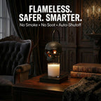 Nomnu Skull Candle Warmer Lamp, Black Spooky Gothic Decor w/Timer & Dimmer