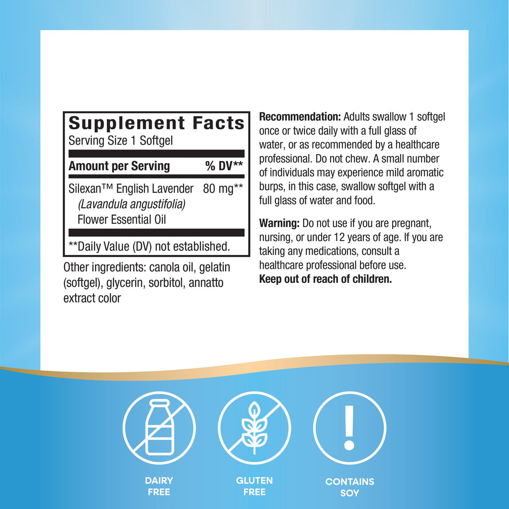 Nature's Way CalmAid Lavender Oil Supplement for Calm & Stress Support*, Clinically Studied Silexan Lavender Oil, Non-Drowsy, Daily Softgels, 30 Count