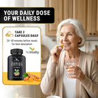 NuVitality Turmeric Curcumin Supplement with Black Pepper Extract (BioPerine) - 95% Curcuminoids for Joint & Inflammation Support - Enhanced Absorption Vegan Turmeric Supplement - 120 Capsules