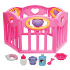 JC Toys Baby Doll Play Pen Gift Set for Keeps Playtime!|Fits Dolls up to 17" | Adjusts to Different Shapes | Play Accessories| Ages 2+, Pink