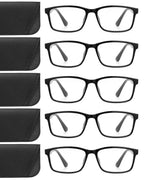 JOLISU Reading Glasses for Women, 5 Pack Black Blue Light Blocking Readers, Lightweight Cheaters Classic Eyeglasses with Spring Hinge(2.50)