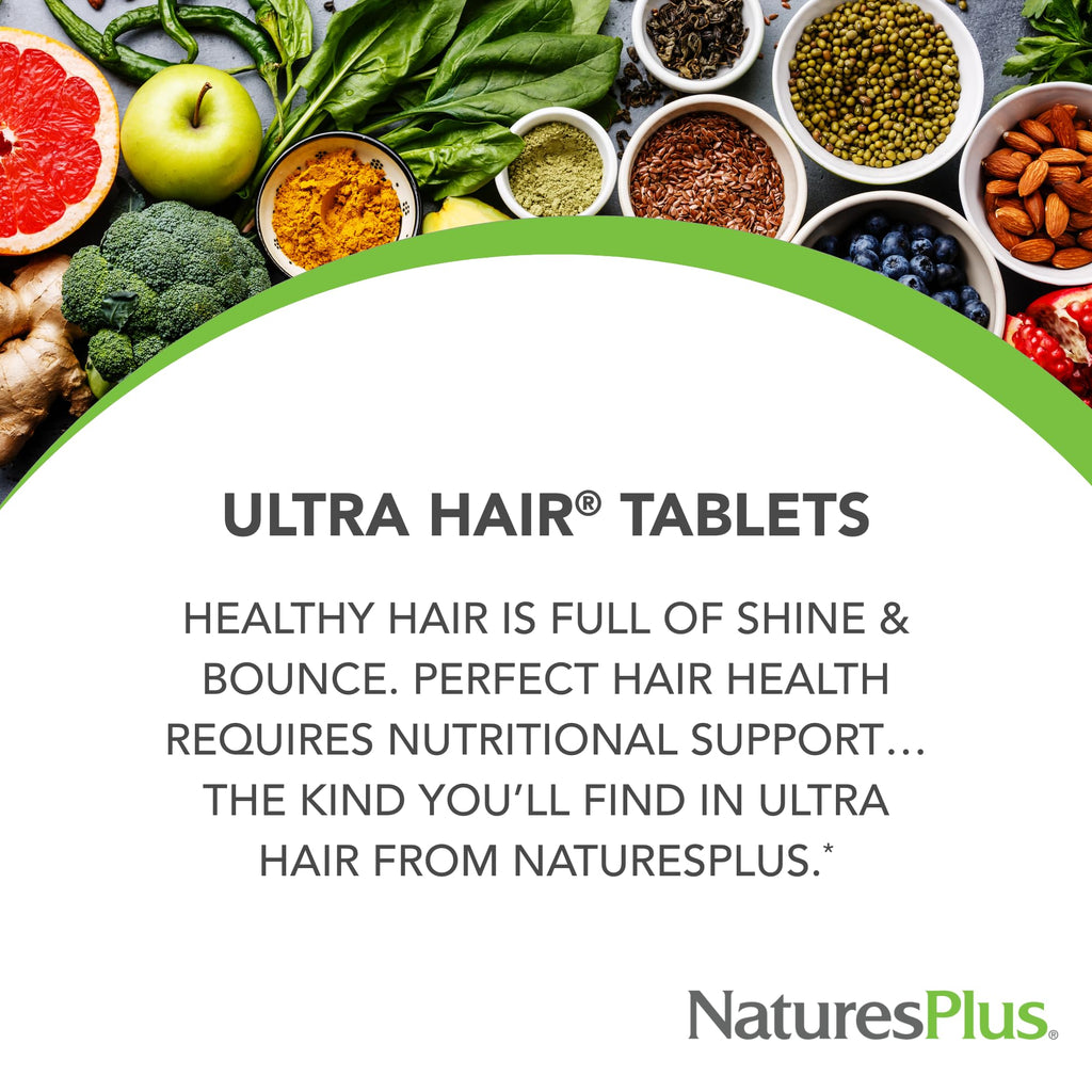 NaturesPlus Ultra Hair - 60 Sustained Release Tablets - Supports Healthy Hair Growth - for Men & Women - Gluten Free - 30 Total Servings