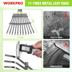 WORKPRO Rake, Small Rake for Leaves with 72” Adjustable Long Handle