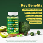 Liposomal Sulforaphane Supplement 150mg, from Broccoli Seed Extract w/Myrosinase, Quercetin, Glutathione, Sulforaphane Supplement Gummies for Antioxidants Detox Cellular Brain Health, Chewable 60Cts