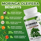 GreeNatr Pure Moringa Oleifera Leaf Extract Veggie Capsules 1000 mg. Natural Herbal Supplement. Energy, Mood, Memory and Focus Support. Premium Green Superfood (3 Bottles)