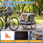 Giantex 2-in-1 Dog Bike Trailer & Pet Stroller for Large Dogs – Foldable Pet Carrier Cart with Front Caster & 2 Air-Filled Tires, Breathable Mesh, PVC Rain Cover, 176 lbs Capacity (Light Gray)