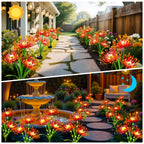 Solar Garden Flower Lights Outdoor,8 Pack Orange Spider Lily Lights with Glowing Stems,Waterproof Fall Decor Solar Yard Decor for Patio Lawn Pathway,Thanksgiving Garden Gifts for Women Mom Grandma