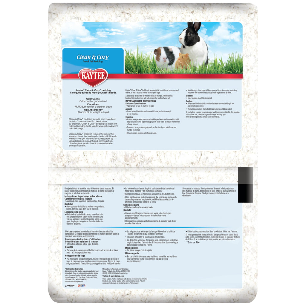 Kaytee Clean & Cozy Paper Bedding for Small Animals, White, 100 Liter