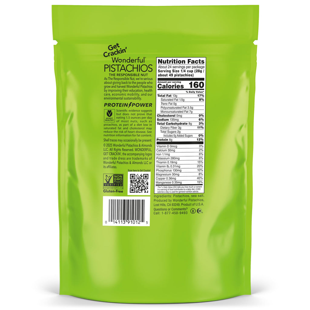 Wonderful Pistachios No Shells, Roasted & Salted Nuts, 24 Ounce Bag