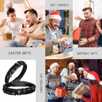 Christian Black Leather Bracelet for Men, Braided Leather Cross Adjustable