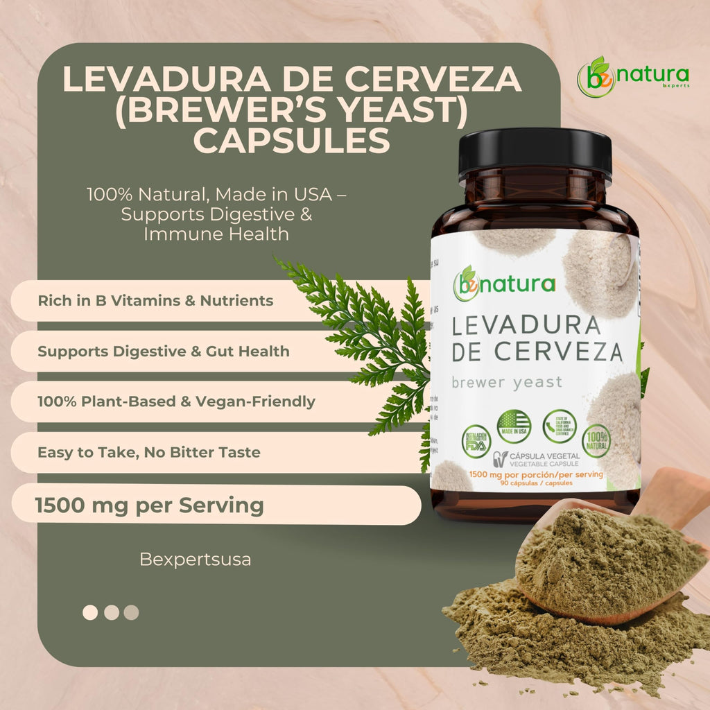 Levadura De Cerveza (Brewer���s Yeast Capsules) ��� 1500 mg Per Serving, 90 Veggie Caps ��� 100% Natural, Made in USA ��� Nutrient-Rich Superfood for Digestive & Immune Support | Dietary Supplement