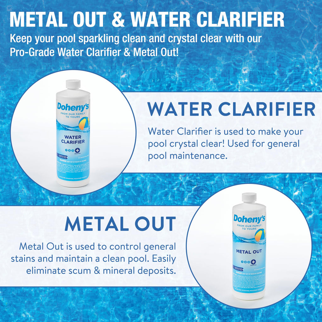 Doheny's Ultimate Pool Opening Start-Up Kit | Made in USA | Includes Metal Out, Algae Control, Clarifier & Super Shock | Prevents Stains, Rust & Scale | Free 10-Pack Test Strips | Pro-Grade Chemicals
