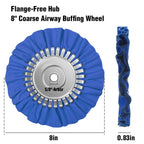 Konvixon 2PCS 8" Airway Buffing Wheel with 5/8" Arbor Flange-Free Hub，Blue Buffing Wheels for Angle Grinder, Heavy Cutting Metal Polishing Wheel for Aluminum Wheels Stainless Steel Metal Surface Prep