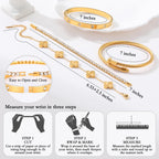 Jzrow 18K Gold Plated Bangle Bracelets Stack for Women,Four Leaf Clover Stackable Bracelets Non Tarnish,4 Pcs Jewelry sets Gifts (Gold)