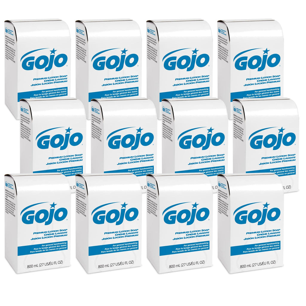 GOJO Premium Lotion Soap, Waterfall Fragrance, 800 mL Lotion Hand Soap Refill 800 Series Bag-in-Box Soap Dispenser (Pack of 12) - 9106-12