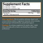 Bronson Vitamin K2 MK-7 100 MCG, K2 as MK7 Menaquinone, Bone Support 1 Year Supply, 360 Tablets