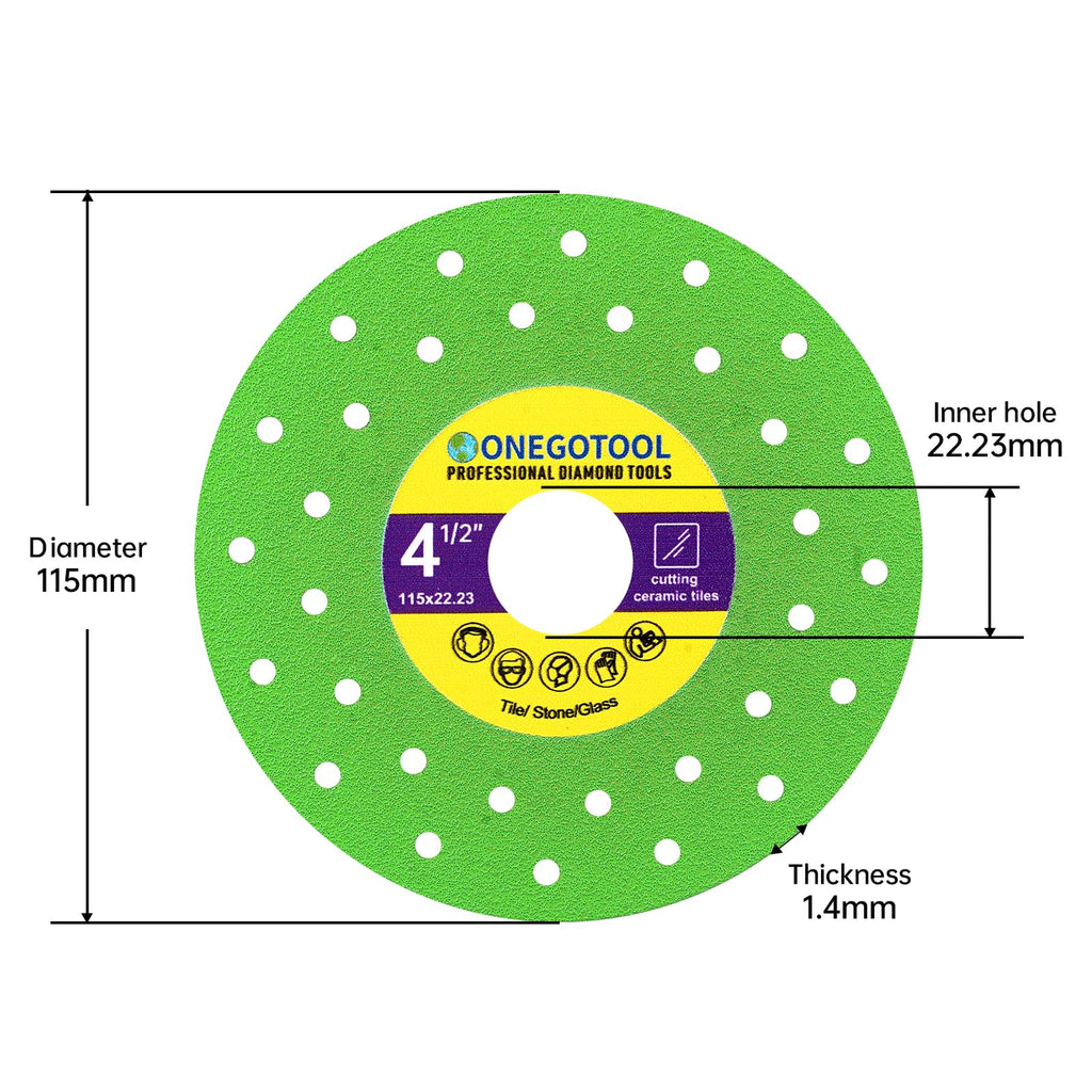 ONEGOTOOL 4-1/2 inch Tile Cutter Diamond Saw Blade for Angle Grinder Porcelain Ceramic Glass Marble Cutting Tools Grinding disc (3pcs)