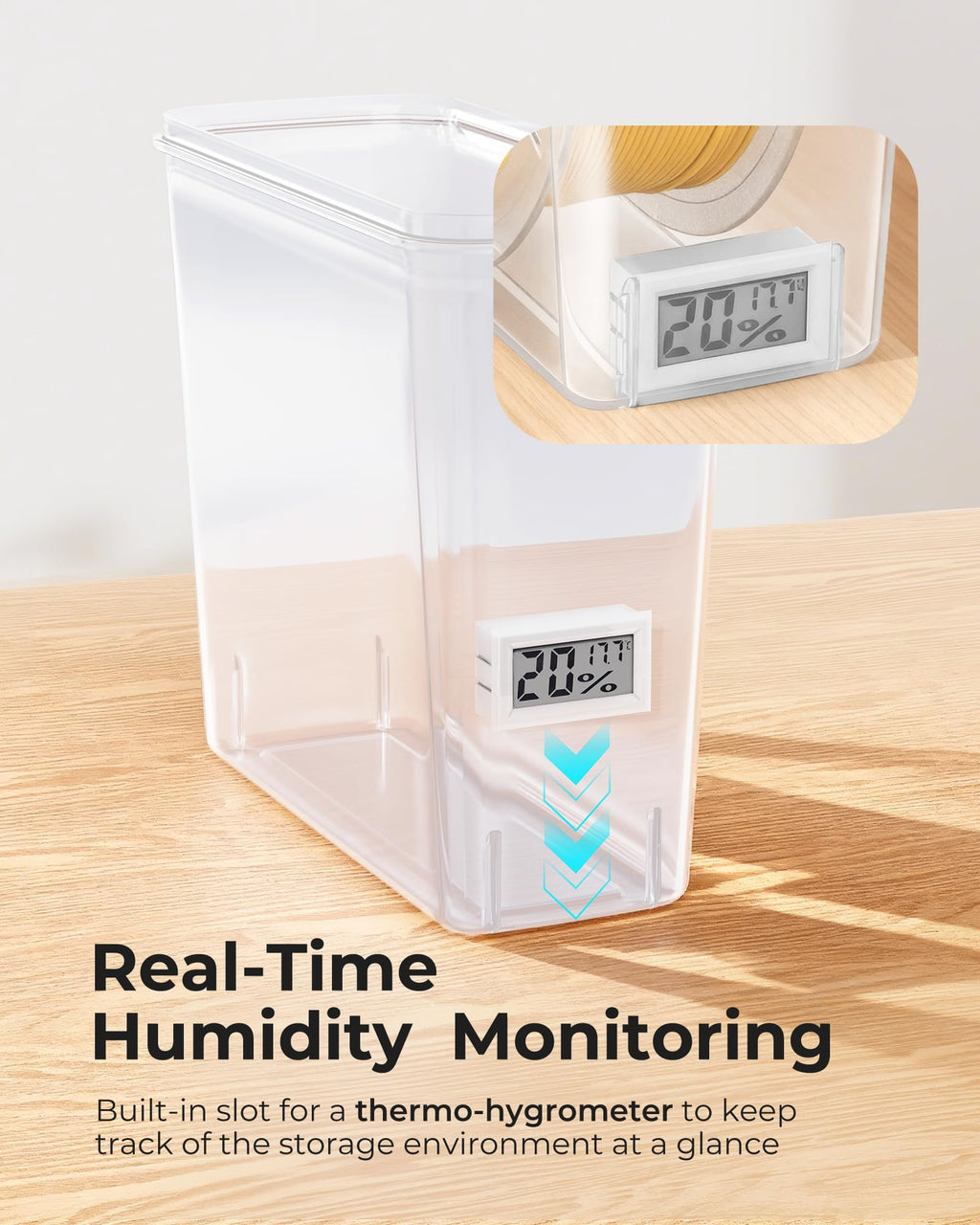 YOOPAI Pro Filament Storage Box with Temperature & Humidity Monitor – Single Spool Airtight Filament Container, Visible Temperature & Humidity Display, Moisture & Dust Proof for 3D Printing(3 Pack)