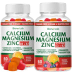 BionerLab Calcium Magnesium Zinc Gummies with Vitamin D3 & K2 - High Potency Enhanced Absorption - Orange and Berry Flavored