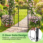 Giantex 81" H Metal Garden Arbor Arch Trellis with Gate and Planter