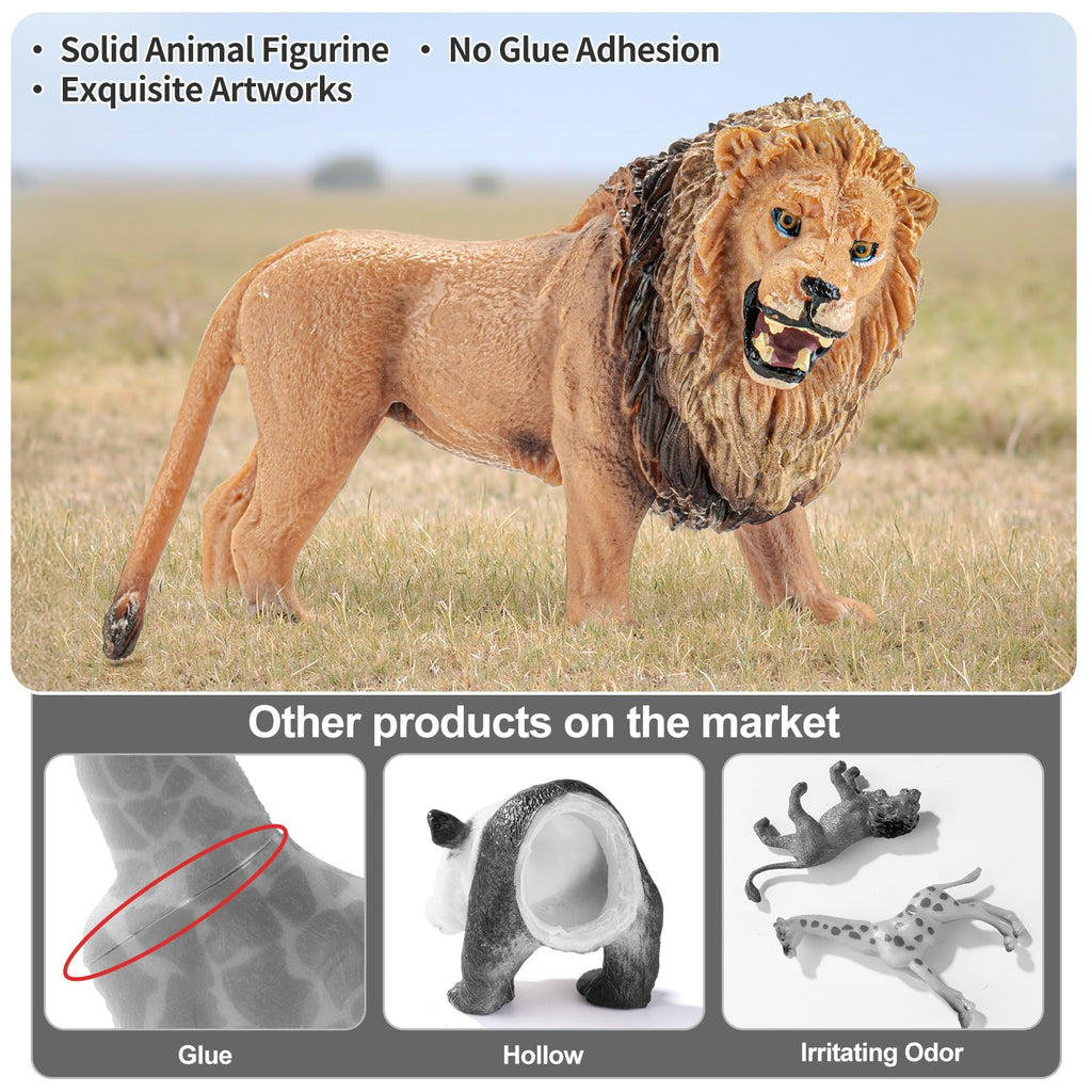 15PCS Lion Figurines Family, African Jungle Animals Lion Toys,Realistic Animal Figures,Educational Toy Cake Toppers Birthday Gift for Kids Boys Girls 3 4 5 6 7 8 Years Old