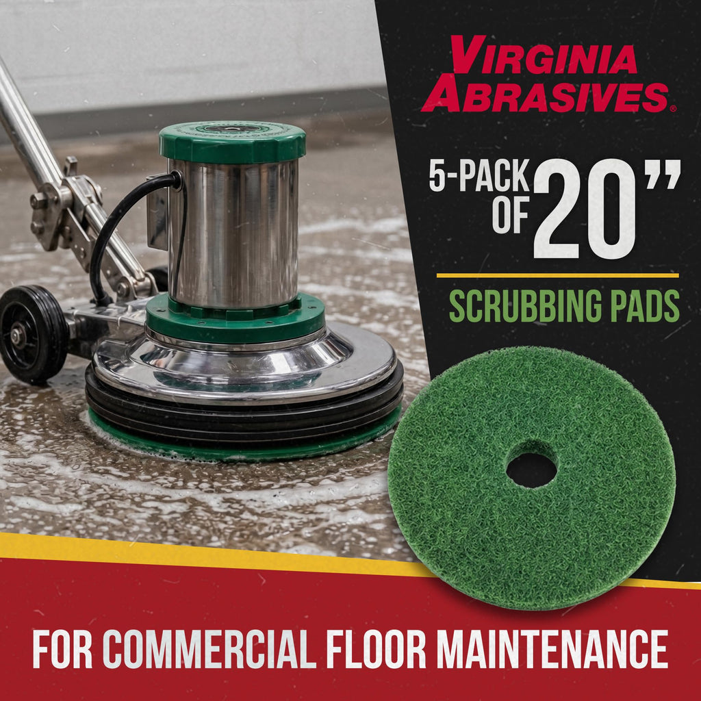 Green Floor Maintenance Pads, Deep Cleaning & Light Stripping, 20", 5-Pack