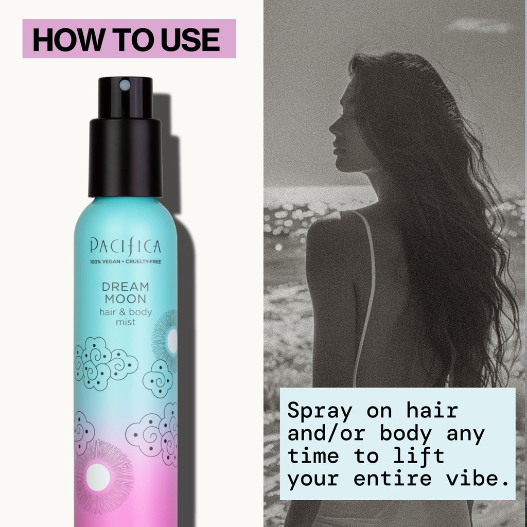 Pacifica Hair Perfume & Body Fragrance Spray Mist - Dream Moon with Bergamot, Pear, Pink Rose, Coconut, Vanilla, Sandalwood & Patchouli ��� Alcohol-Free, Vegan & Cruelty-Free, 5 oz (1 Count)