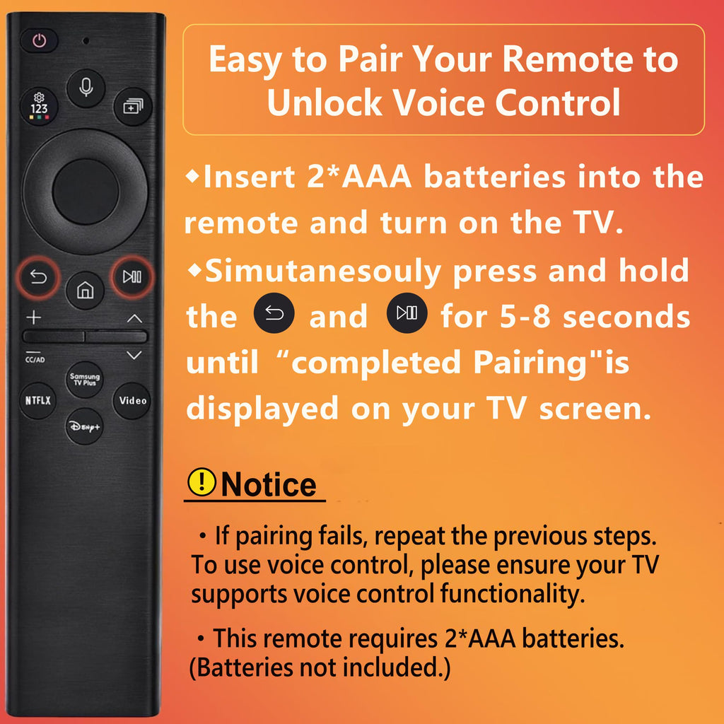 Replacement for Samsung TV Remote, for All 2019-2026 Samsung Remote Control for Smart TV with Voice Control. 2-Year Full Warranty.