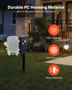 VEVOR Outdoor Power Stake, 15 FT Extension Cord, Outdoor Power Strip Weatherproof with Cover and Overload Protection, 6 Outlets, 15A/1875W, Waterproof Multi-Outlet Yard Stake for Christmas Lights