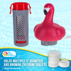 U.S. Pool Supply Flamingo Floating Spa, Hot Tub & Small Pool Chlorine and Bromine Dispenser - Holds 1" Tablets, 6 Flow Level Control Settings - Fun Pink Animal Floater, Adjustable Balanced Delivery