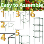 3 Pack Square Tomato Cages for Garden, 59 Inch Tall Heavy Duty Metal Tomato Plant Support Trellis, Adjustable Large Tomato Stakes for Outdoor Pots Climbing Plants, Vegetables, Cucumber