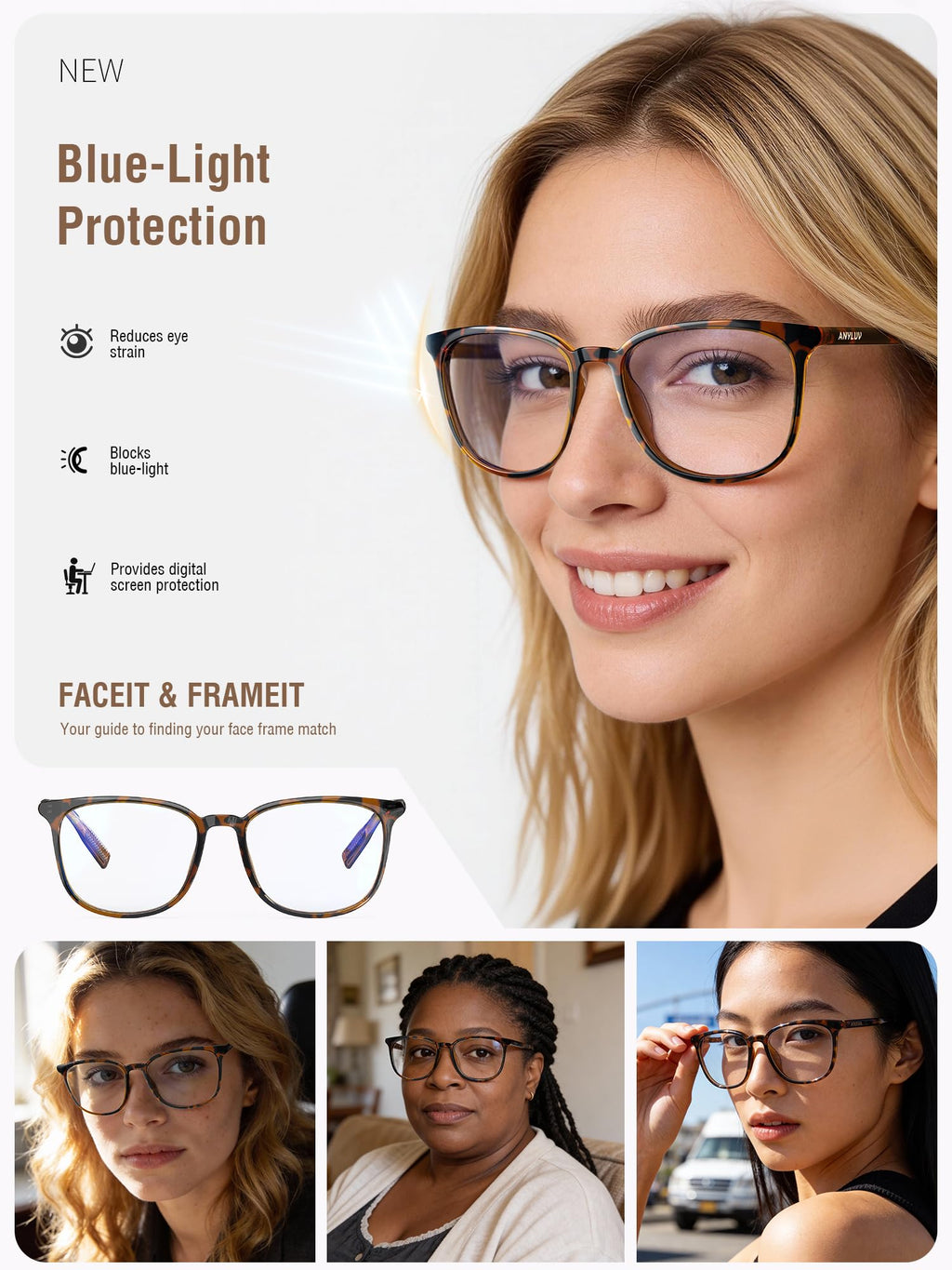 ANYLUV Blue Light Glasses for Woman Men, Womens Blue Light Blocking Glasses Computer Glasses Anti Eyestrain