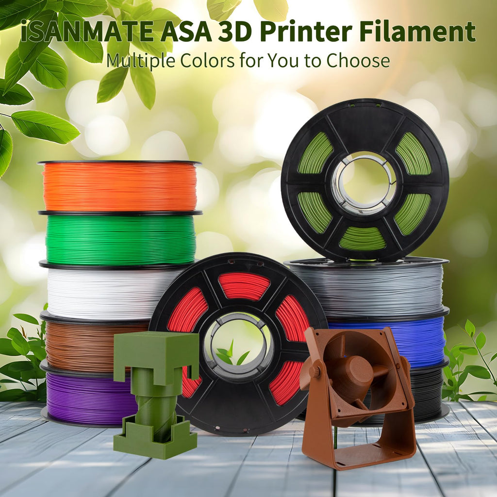 iSANMATE ASA 3D Printer Filament Bundle 4KG (8.8lbs), UV & Weather Resistant 3D Printer Filament Perfect for Outdoor Functional Parts, Black(4-Pack)