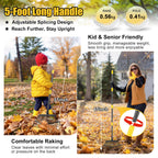 Garden Rake for Leaves: 18” Wide Metal Leaf Rake, 65” Long Adjustable Handle, Heavy Duty 25 Teeth, Fast Kids Women Large Lawn Yard Garden Leaf Cleanup Gardening Rakes: Grass,Debris,Pine Needles Pick