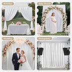 Joydeco White Curtains Backdrop for Wedding Parties, Photo Backdrop Curtains for Wedding Decorations Birthday, Wrinkle Free Polyester 5ft x 10ft Fabric Drape 2 Panels with Rod Pockets