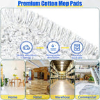 36" Commercial Dust Mop for Floor Cleaning with 2 Cotton Mop Pads, Heavy Duty Industrial Large Floor Duster,Wet Dry Mops for Hardwood Floors,Concrete,Marble, Laminate,Tile,Garage,Blue