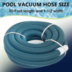 VINGLI 1-1/2-Inch by 50-Feet Blue Swimming Pool Vacuum Hose for Inground and Above-Ground Pools