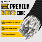 Bungee Cords with Hooks, 8 Inch Long Heavy Duty Bungee Cords with Carabiner Clip Outdoor, 1/3 Inch Black Extra Strong Elastic Rope with Carabiner Hooks for Camping, Tarps, Bike Rack, Tent, 6 Pack