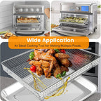 Air Fryer Basket Tray Replacement for Cuisinart TOA-60 TOA-65 TOA-70 Toaster Air Fryer Convection Oven, 12.4 * 11'' Mesh Air Fryer Steel Basket Wire Rack Accessories Parts, Dishwasher Safe