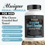 Primal Being Grassfed Beef Testes Capsules – Nutrient-Dense Beef Organ Supplement for Men, New Zealand Sourced, 120 Capsules