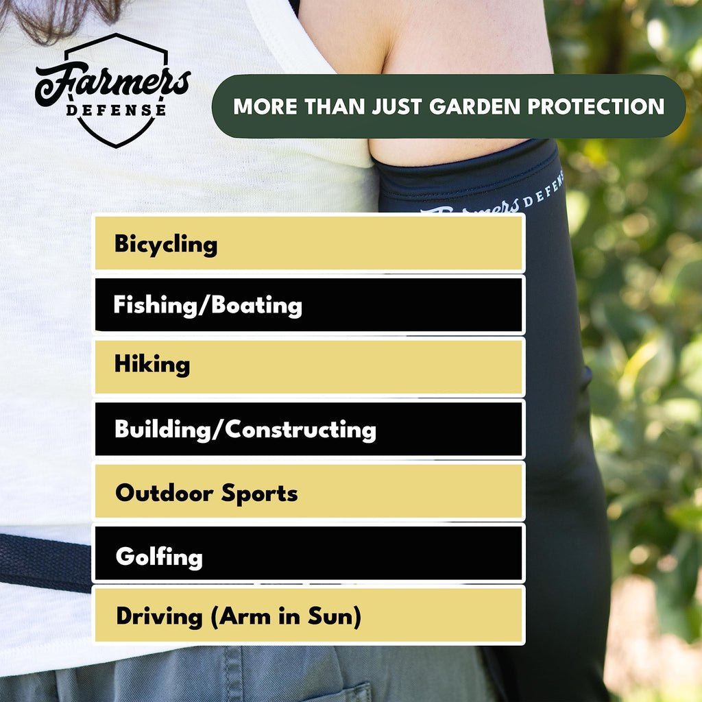 FARMER'S DEFENSE Gardening Arm Sleeves|UV Cooling Protective Sleeve Women & Men|Anti-Scratch Cover Sun UPF Outdoor Protection - Tropical Flowers - L/XL