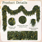 9FT Pre-lit Christmas Garland with Lights Cedar Garland Christmas Decor
