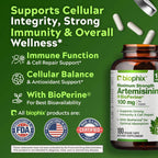 biophix Artemisinin Supplement + BioPerine® 100 mg - 180 Vegan Cap - Maximum Strength Sweet Wormwood Extract - Supports Cellular Health, Antioxidant Balance & Immune Function