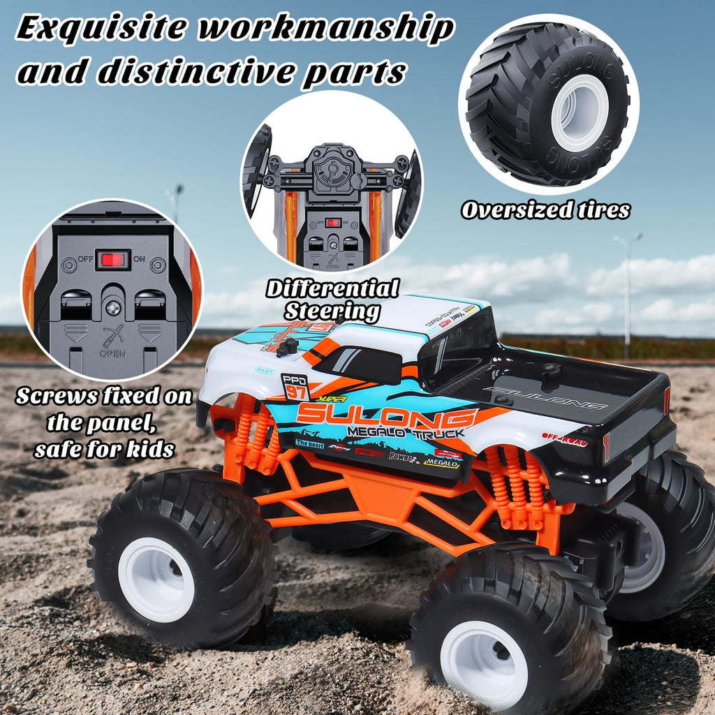 Kidcia Remote Control Car, 1:16 Scale RC Monster Truck for Boys, 2.4 GHz All Terrain RC Cars for Boys Girls 4-7 8-12, 20 Km/h Off Road RC Truck, Christmas Birthday Gift for Kids and Adult, Orange